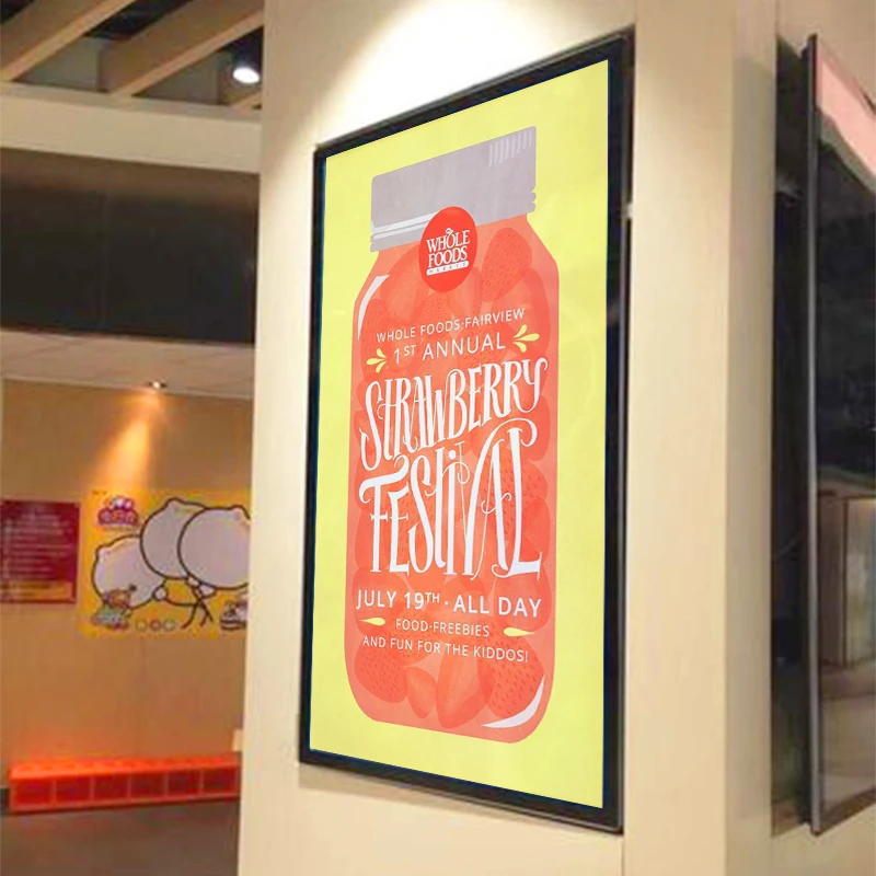 Caja de luz LED para publicidad al aire libre, marco de aluminio de vidrio templado para restaurante, cine, marketing, uso en metro, marco de póster LCD publicitario