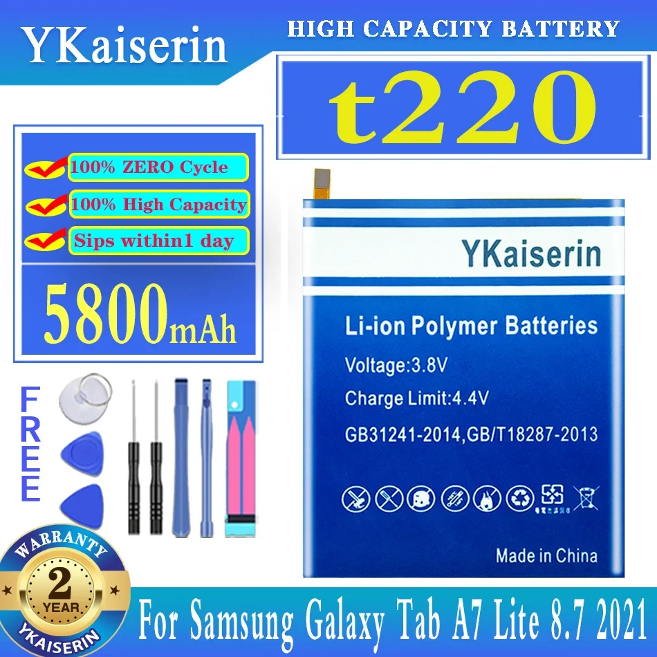 YKaiserin Battery t220 5800mAh For Samsung HQ-3565N HQ-3565S for Galaxy Tab A7 Lite 8.7 2021 SM-T225N SM-T225C SM-T220 SM-T225