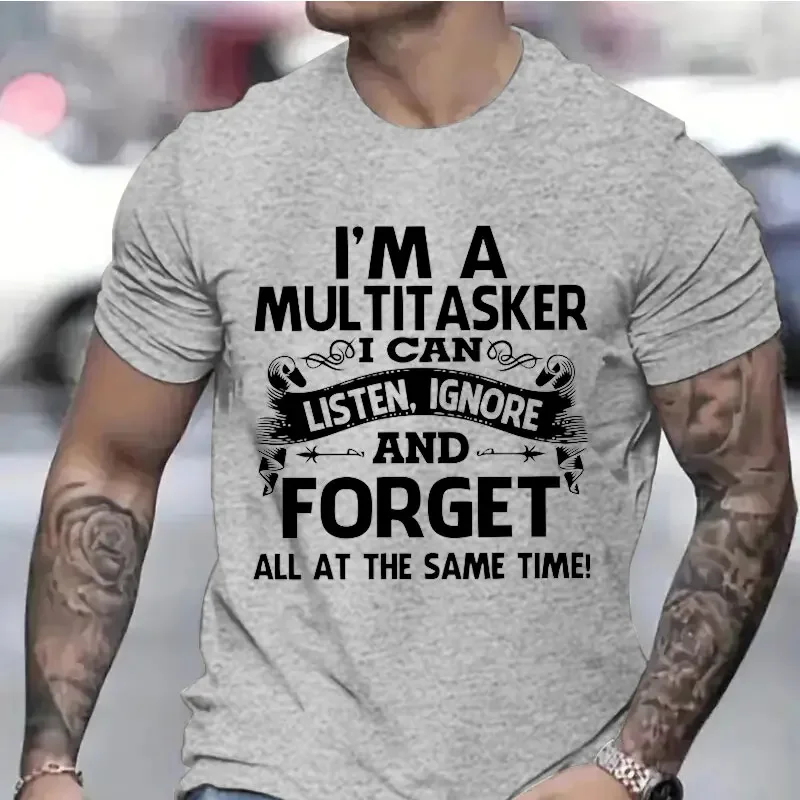 Men's Clothing I'm A Multitasker Print T-shirts for Men Sarcastic T-Shirt Sarcasm Attitude Shirts Humor Funny Saying Grey Tees