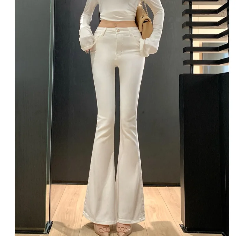 Jeans micro svasati foderati in Fce retrò Pantaloni lunghi casual Dimagranti Chiusura con cerniera a vita alta Colore puro Versatile Autunno Inverno...