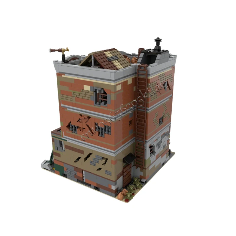 2968 Pezzi Casa Strada 10264 Garage Angolare Versione Apocalisse MOC Personalizzabile Modulare Mattoncini da Costruzione Fai da Te Giocattolo Regalo Festivo