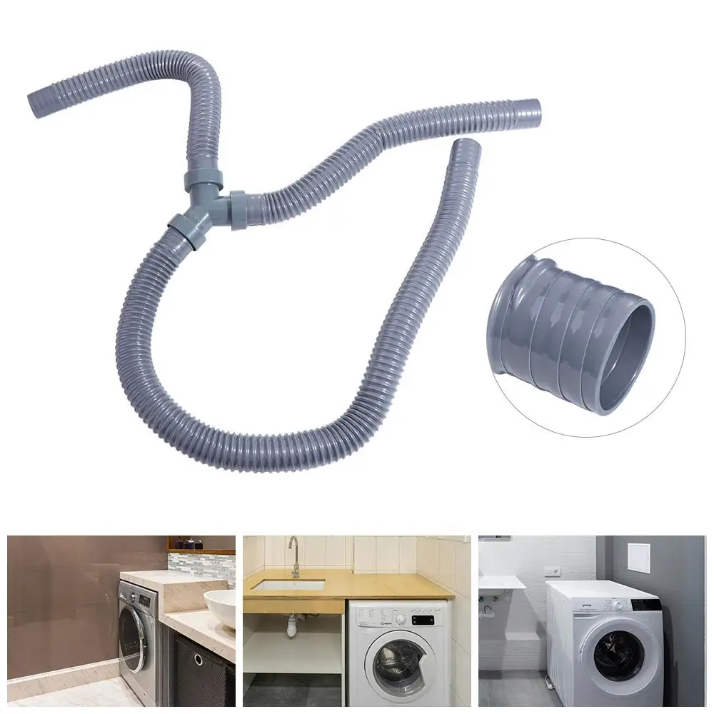 

Thicken Y-type Double-slot Sewer Pipe Waste Water Outlet 30mm Kitchen Sink Outlet Pipe Durable Foldable Y Hose Connector Pipe