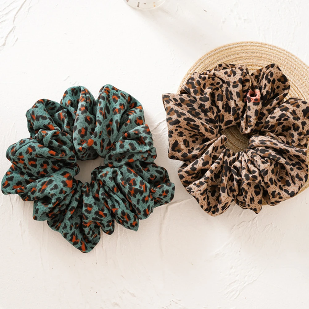 

3pcs Big Size Wide Patterned Hair Ties for Women Girls Elastic Fabric Accessories in Yellow Black Beige Retro Blue Scrunchies