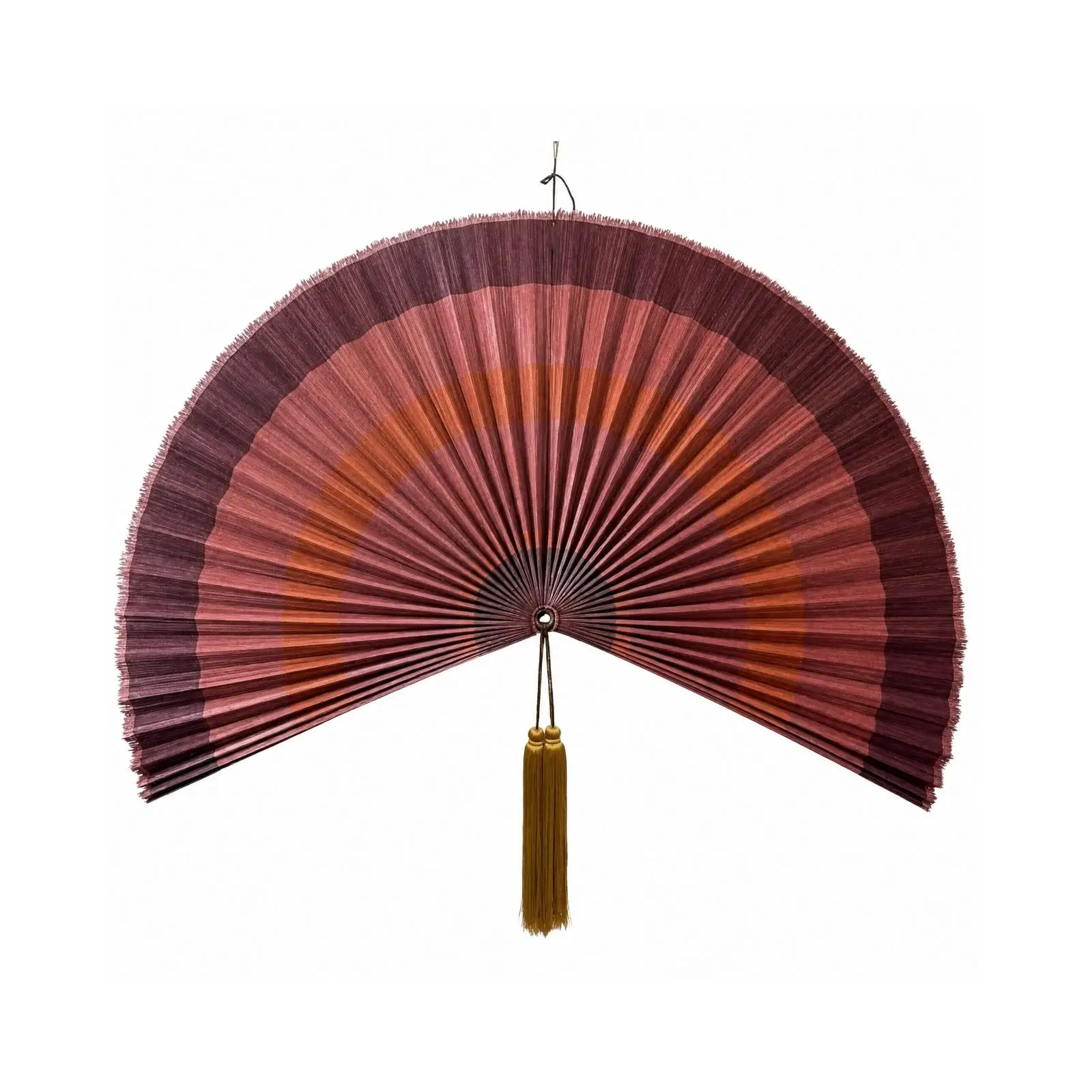Bamboo Decorative Hanging Fan with Central Tassel for Teahouse Hotel Restaurant Wall Charm