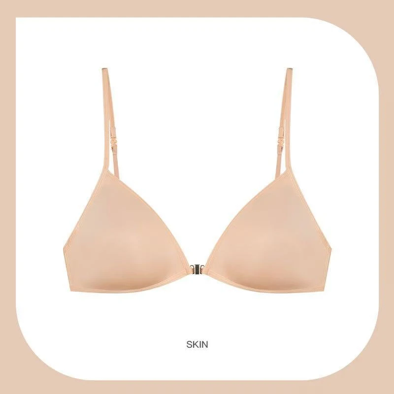 New Sexy French Triangle Bra Front Button Push-Up No Underwire Beauty Back Women's Exquisite Lingerie Thin Bikini Seamless Bra