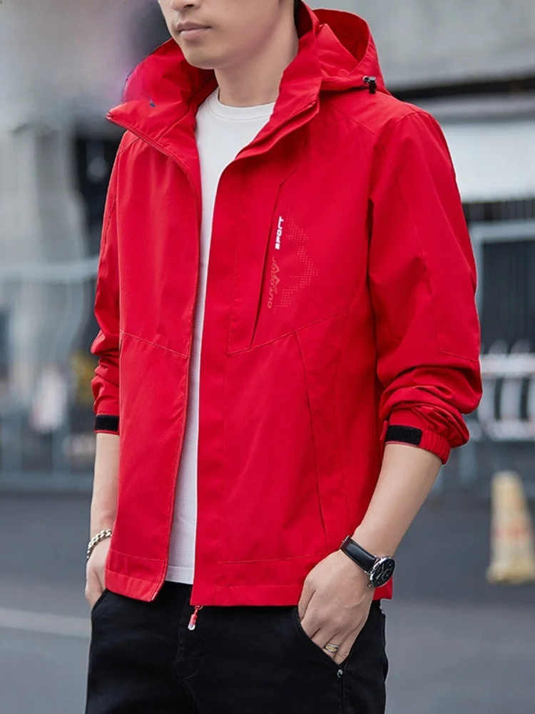 

Мужская ветрозащитная куртка Paul 2026 красного цвета с множеством карманов, рабочая одежда, модная городская стильная верхняя одежда свободного кроя для весны и осени