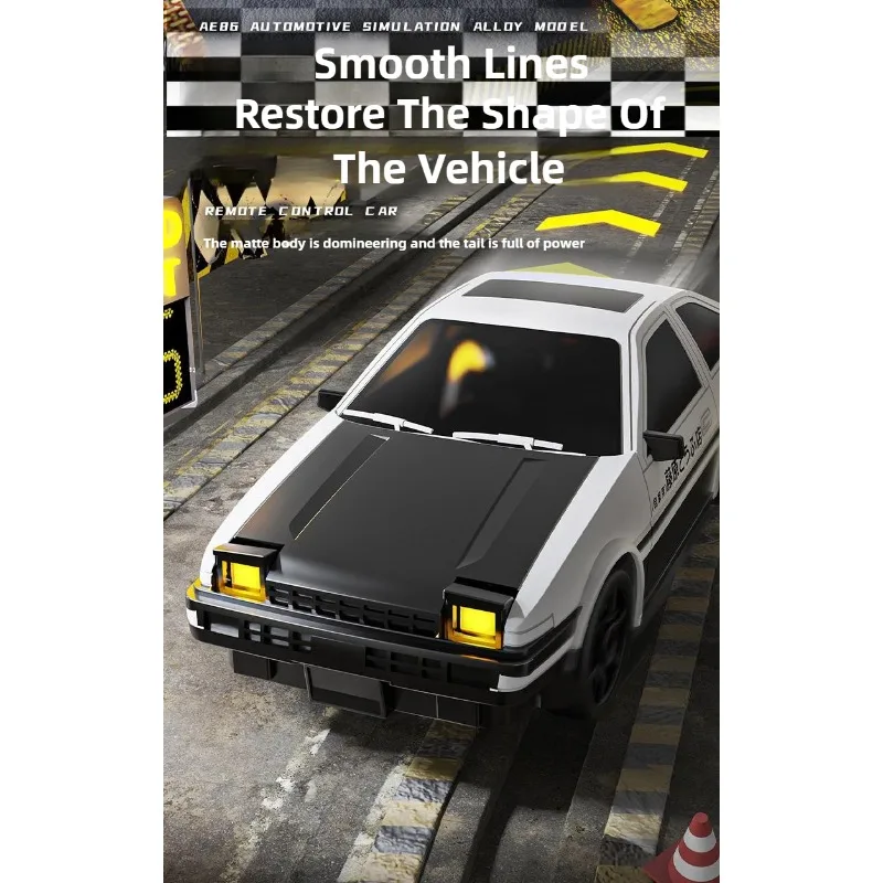 Escala 1/24 4WD RC Drift Car Brinquedo modelo de corrida de controle remoto profissional com corpo de simulação sem fio 2.4G para adultos