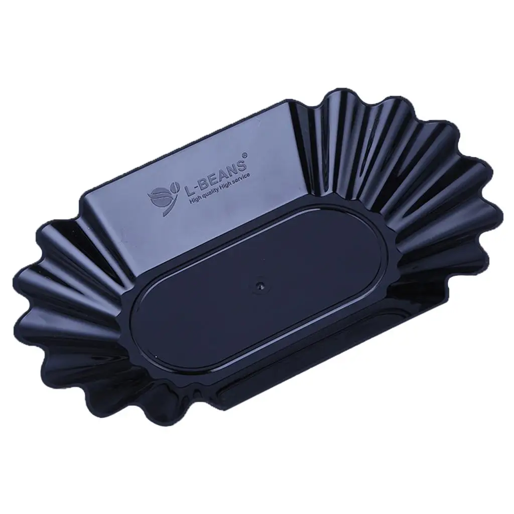 2x Plastic Plate Coffee Bean Tray Oval Cupping Tea Server Dish Platter Black