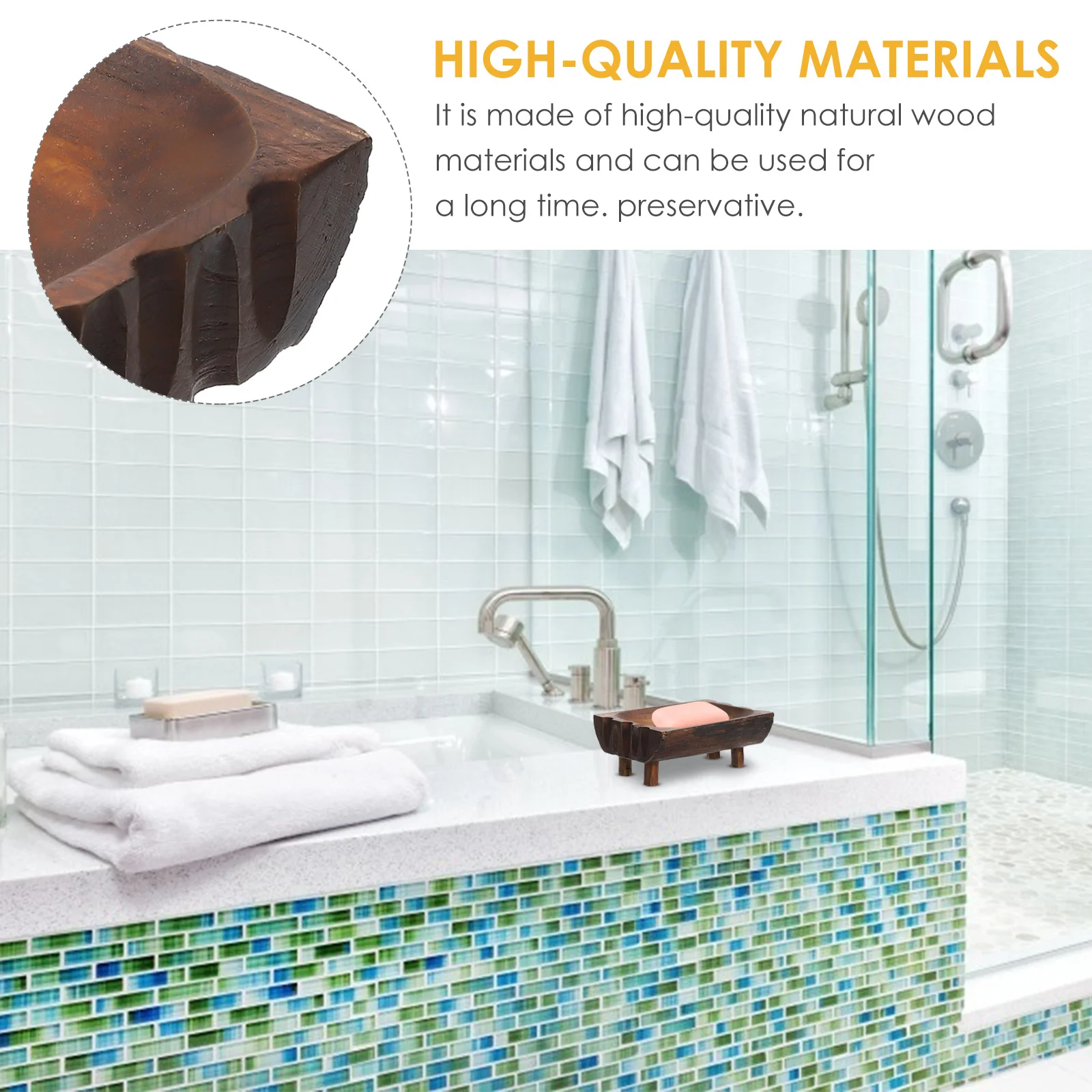 

1Pcs Wooden Soap Holder Tray for Bathroom Kitchen Soap Storage Case Natural Material Ventilation Design