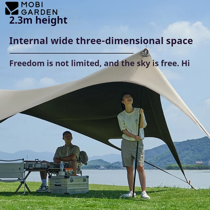MOBI GARDEN Camping Canopy Waterproof Black Coated Butterfly Sun Shelter 4-8 Person Fast Build Outdoor Large Space Sunscreen
