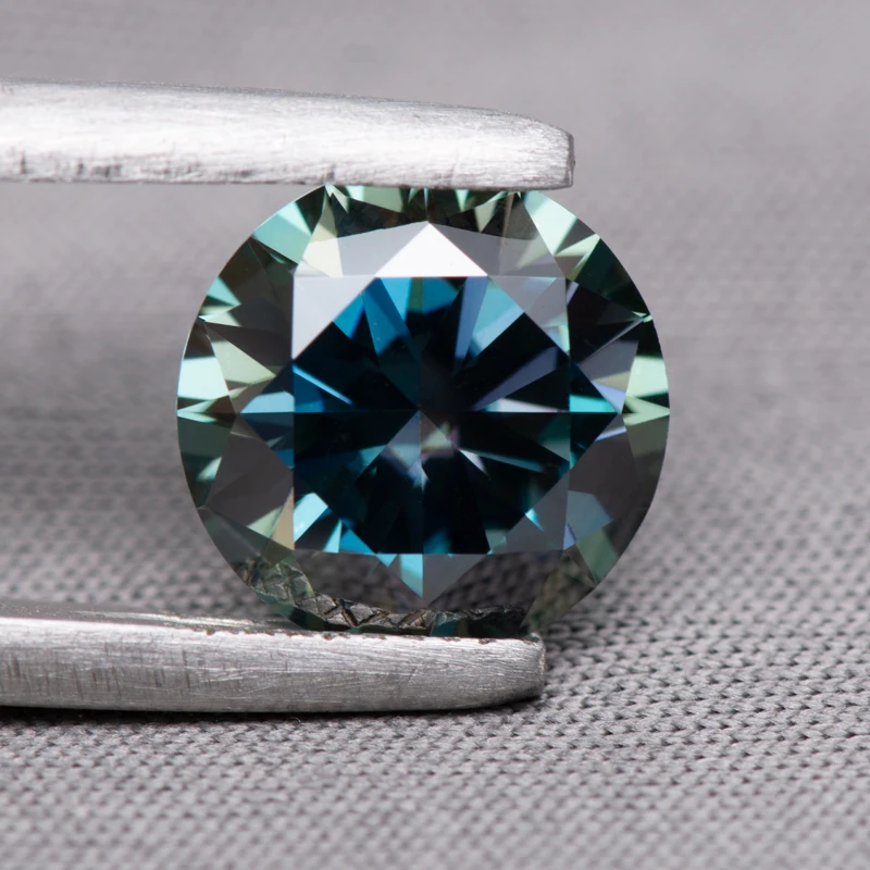 Moissanite Stone Rainbow Blue Colour Round Cut Gemstone Lab Created Diamond Jewelry Rings Earrings Making With Certificate