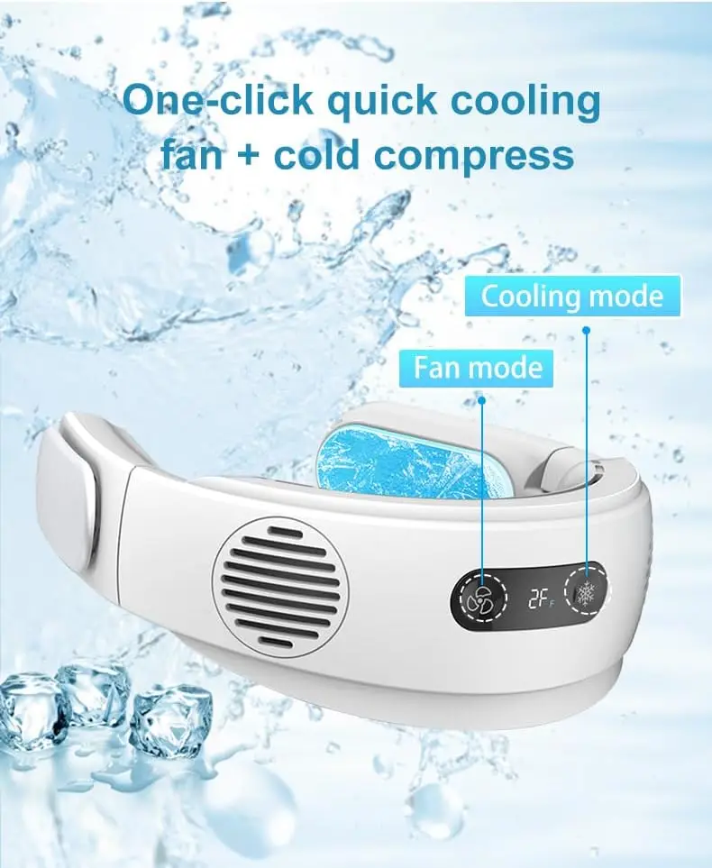 

2025 New Upgrade Cold compress device neck-hanging fan heating and cooling device folding fan long battery life outdoor home