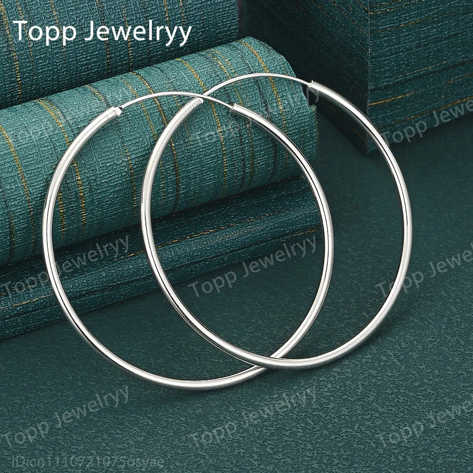 

Простые большие круглые серьги из стерлингового серебра 925 пробы, 50/60 мм, женские модные украшения, свадебный подарок