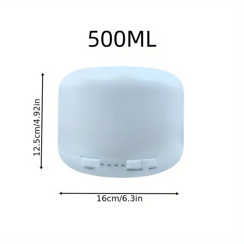 موزع روائح الزيوت العطرية العلاجية سعة 500 مل مع USB، ومرطب، وإضاءة ليلية LED بـ 7 ألوان وإيقاف تلقائي للمنزل والمكتب واليوجا،