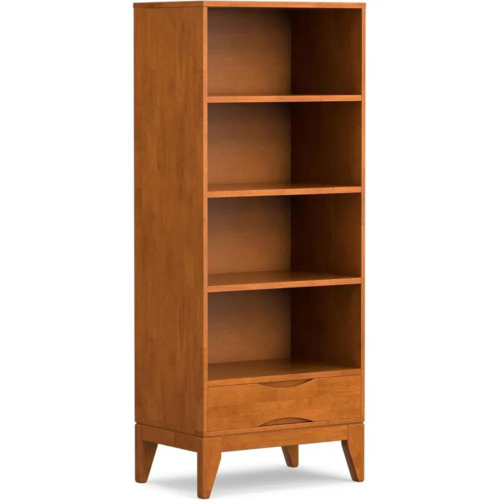 

Harper Bookcase - 60 inch Tall Solid Wood Storage Bookshel in Teak Brown, -Century ern Storage or Living Room, Study Room or Oic