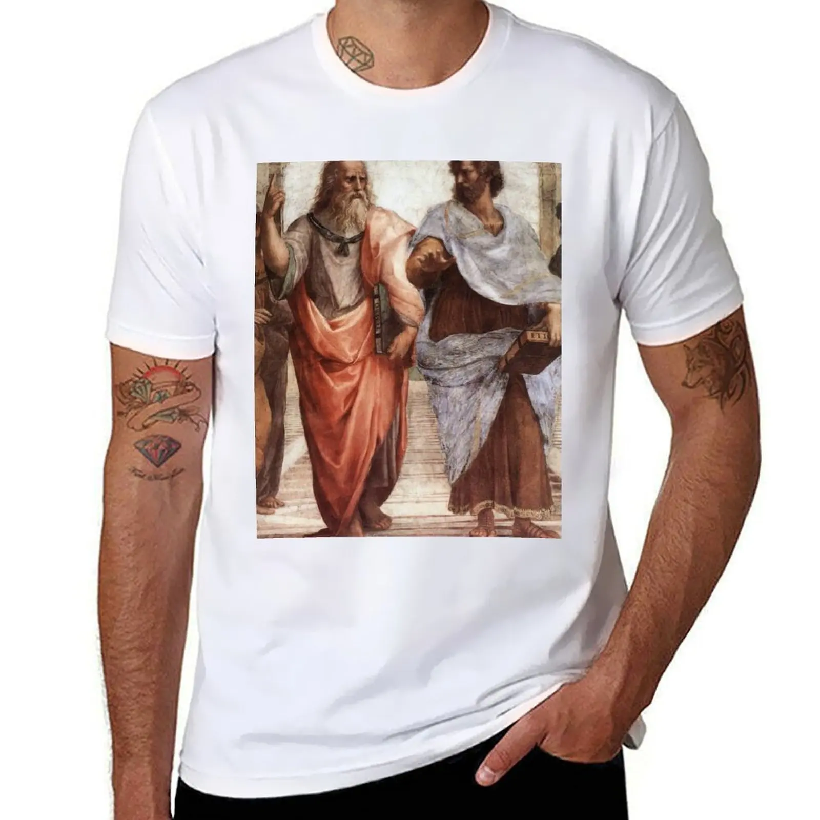 

The School of Athens (details) by Raphael (Raffaello Sanzio Da Urbino) T-Shirt Cool Feeling Summer Tee Shirt