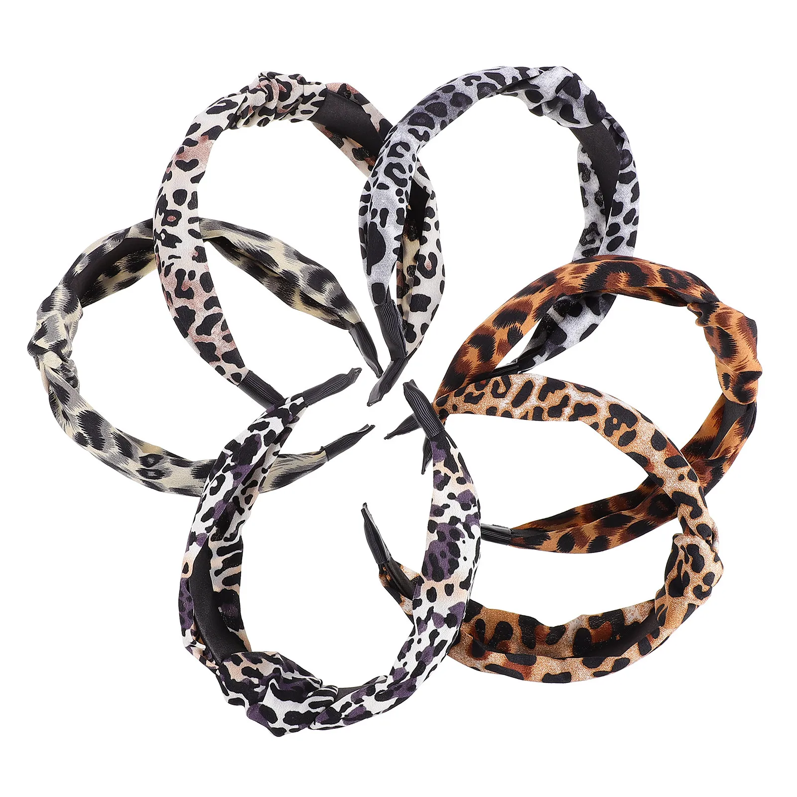 

6Pcs Leopard Headbands Wide Knot Fabric-Wrapped Hairbands for Women Comfortable Non-Slip Daily Party Concert Use