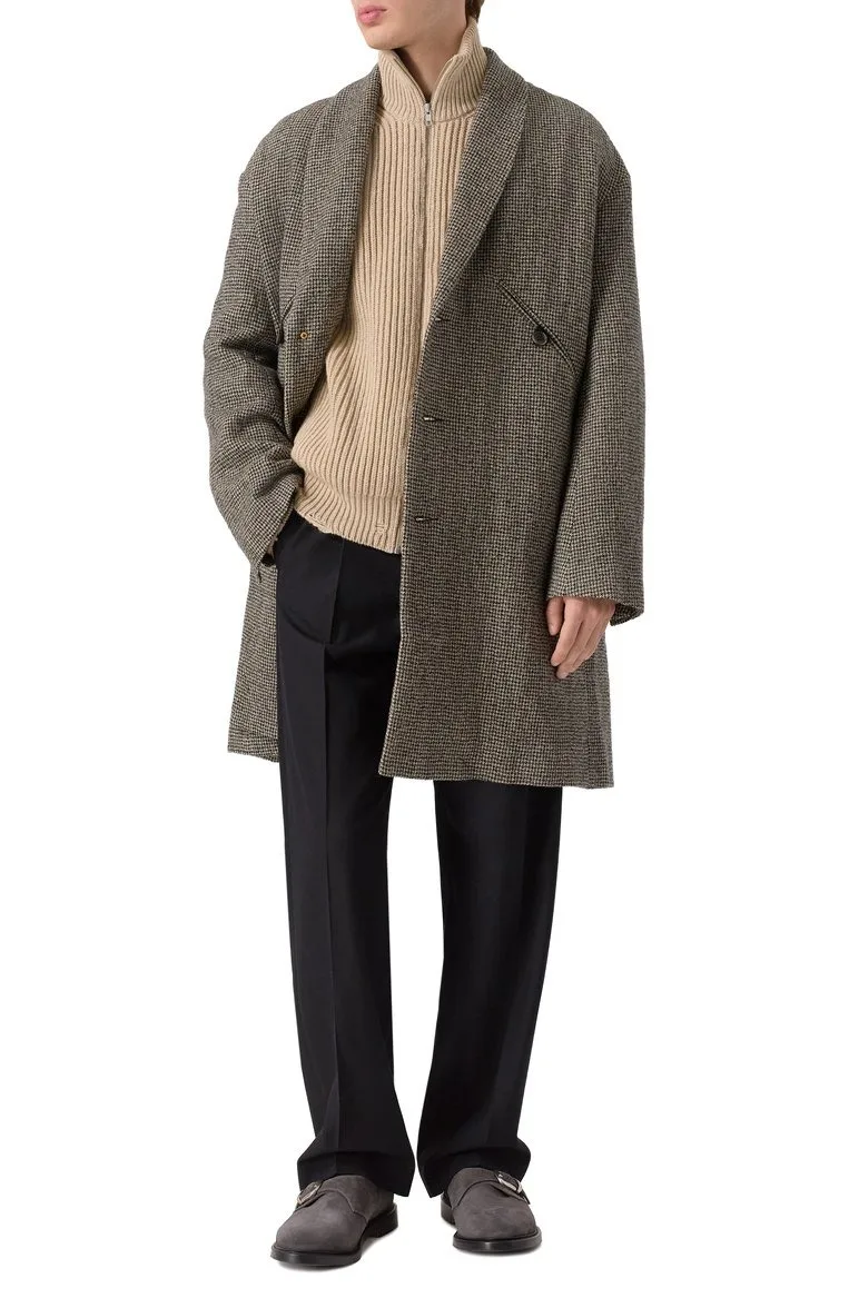 

Classic Men Coat Single Breasted Shawl Lapel Long Overcoat Business Occasion Winter Outdoors Warm Plus Size Custom Made