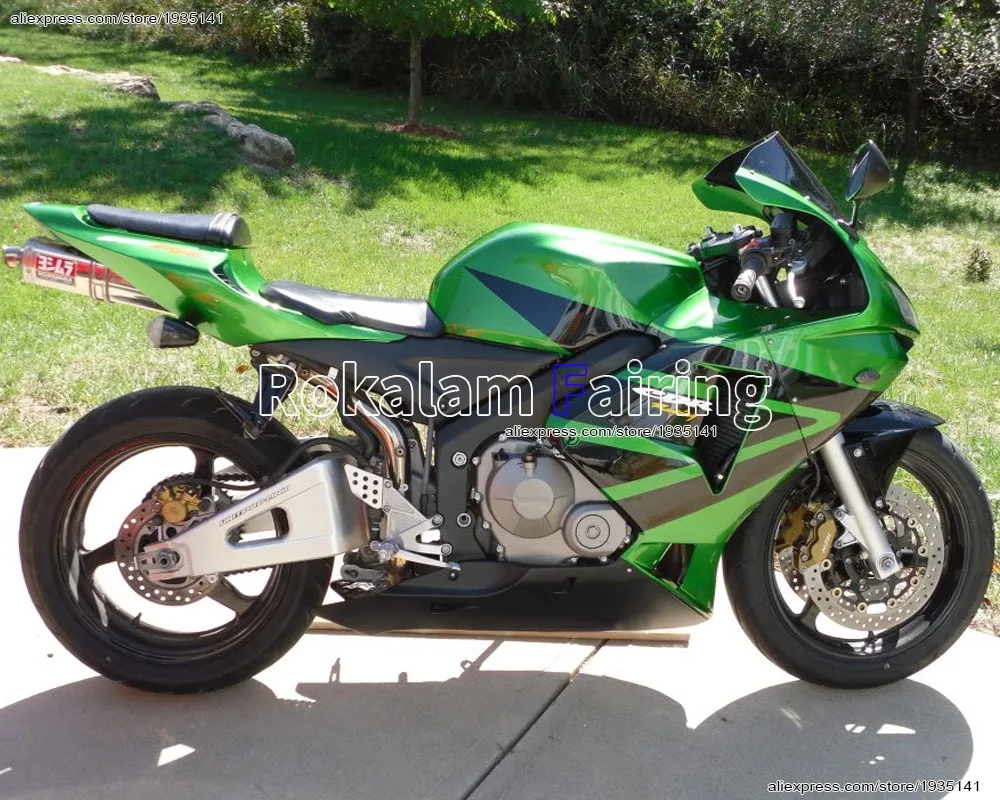 

Для Honda CBR600RR F5 2005-2006: Комплект обтекателей (зеленый/черный, ABS, литье под давлением) для CBR 600 RR 05-06 (аналог)