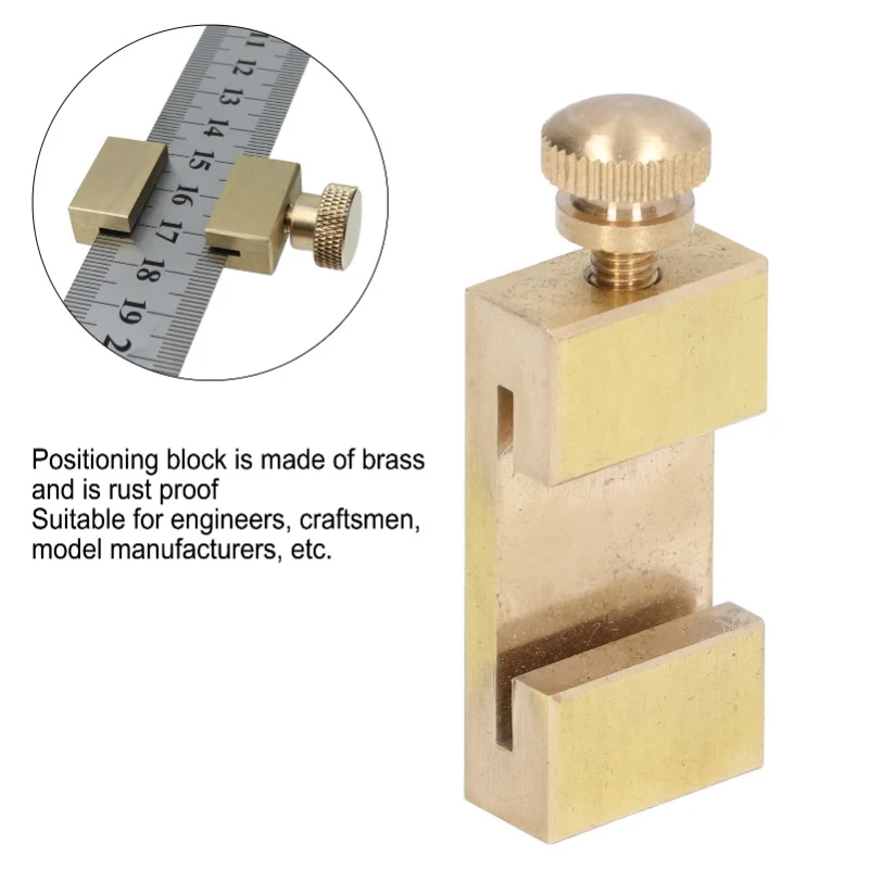 Brass Scribe Steel Ruler Positioning Limit Block Woodworking Angle Line Scriber Locator