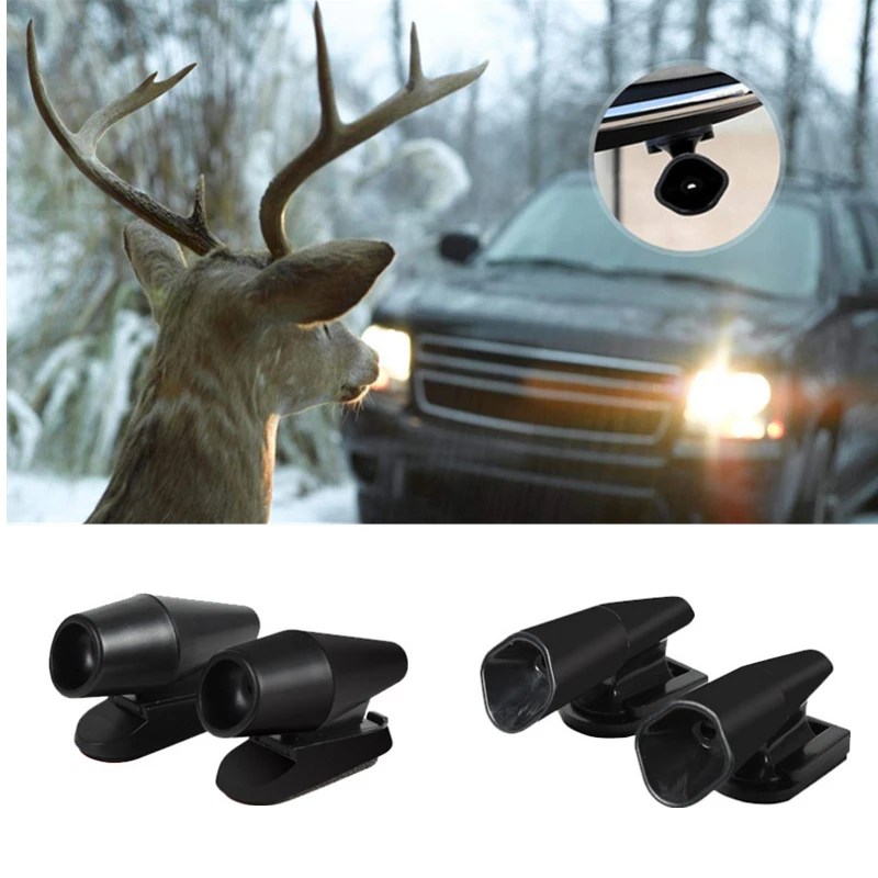 2Pcs Black Car Grille Mount Animal Whistle Repeller Alert Deer Animal Repellent Alert Black Car Deer Sonic Gadgets