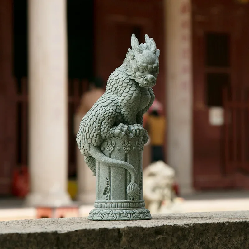 Panlong Styling Dragon Pillar Stone Seal Bluestone Stone Carving Courtyard Tap Lucky High-end Living Room Tea Room Ornaments