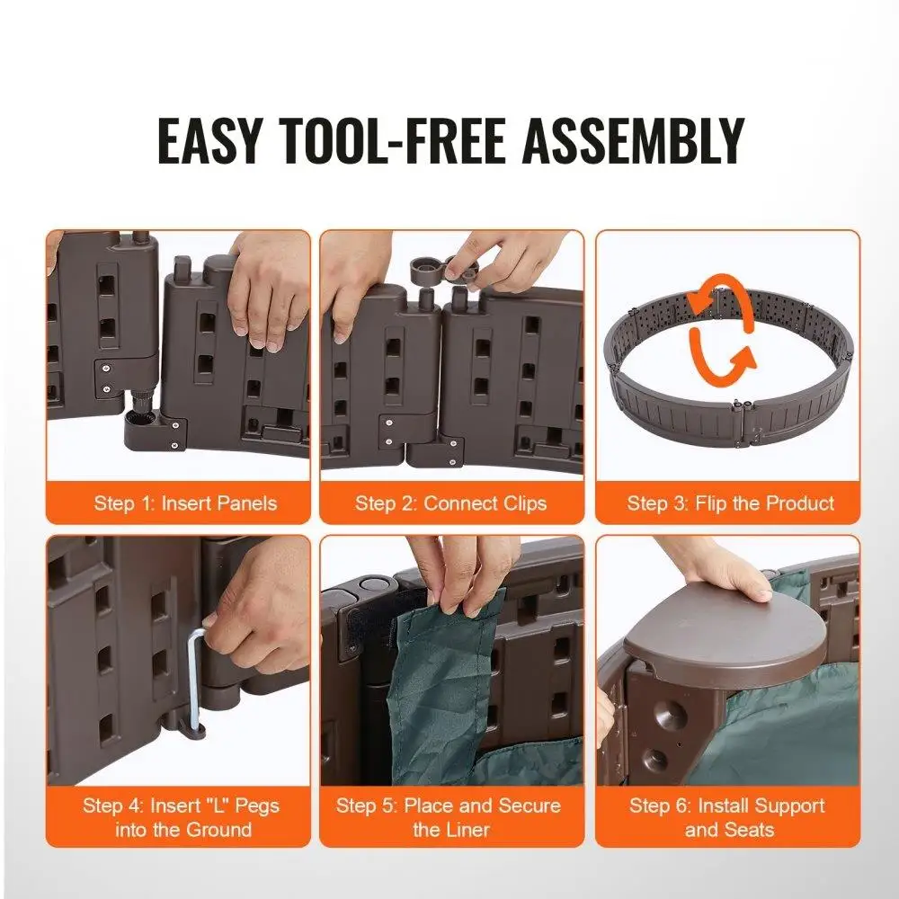 Sandbox with Cover 47.2x9.1in Round Sand Box HDPE Sand Pit 3 Corner Seating Bottom Liner Kids Sandbox for outdoor Backyard Beach