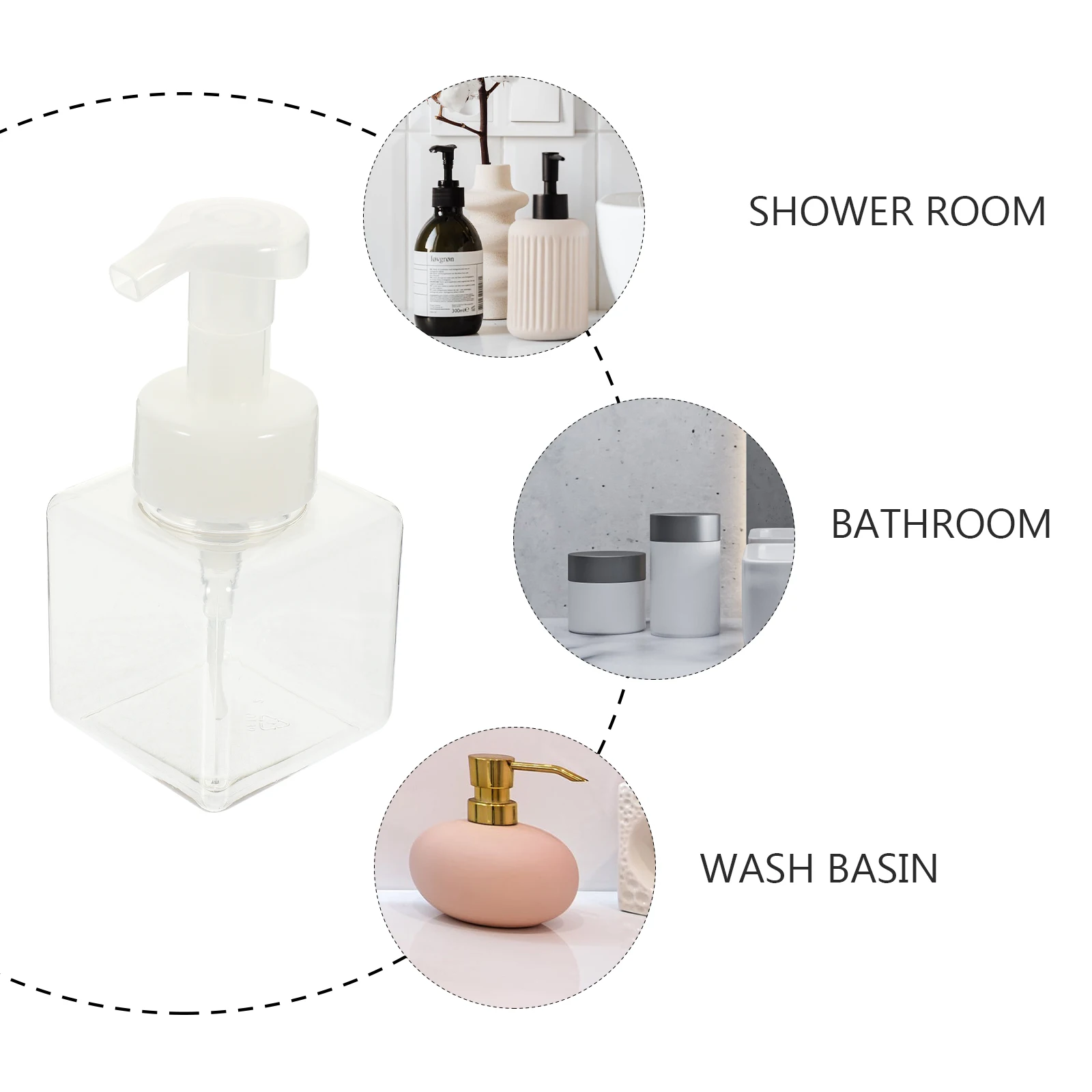 

5 pcs 250ml Square Foaming Bottles Transparent Refillable Pump Shampoo Lotion Bottle For Bathroom Home Hotel Portable Practical