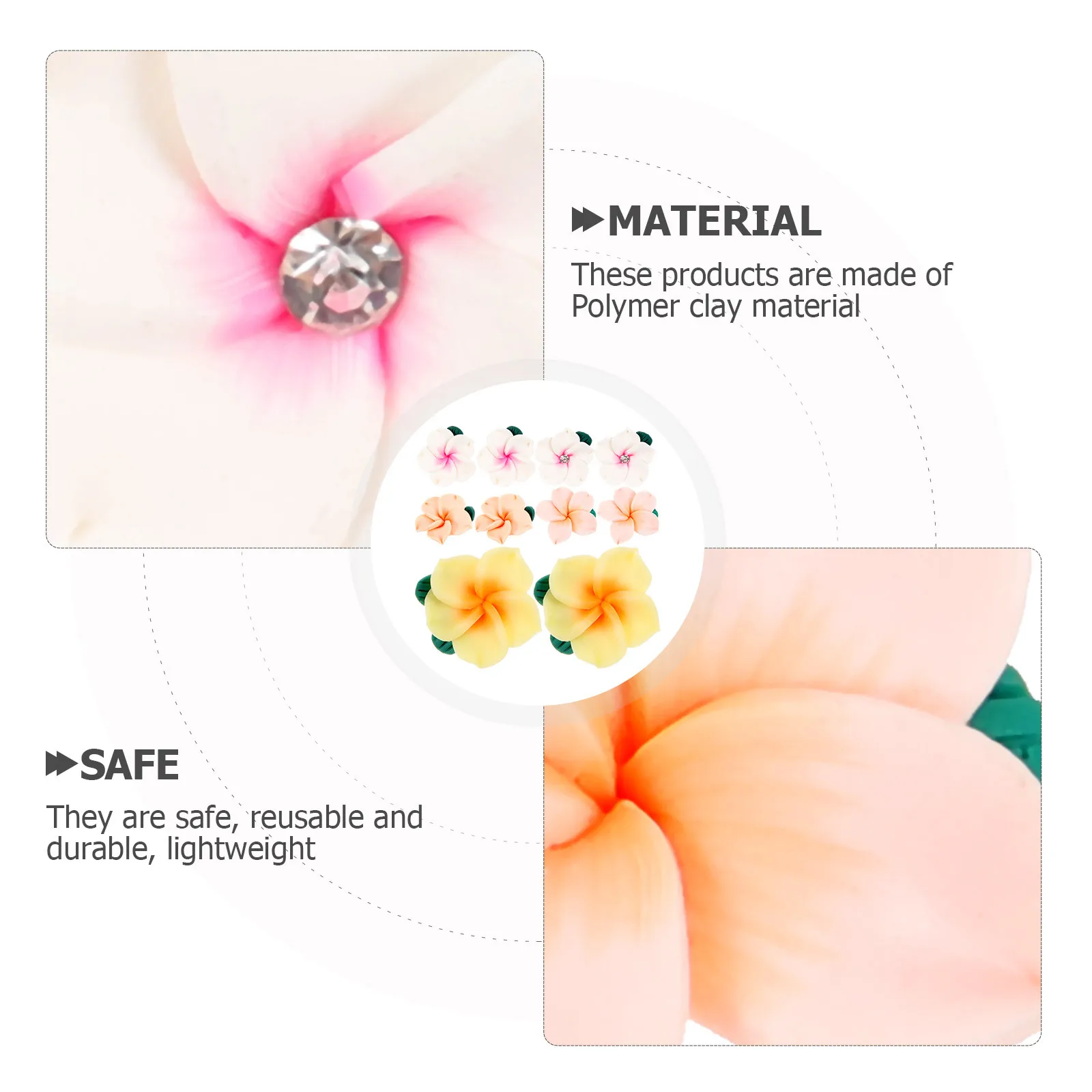 

10Pcs DIY Polymer Clay Flower Accessories Creative 3D Flower Hair Clip Charms Craft Ornaments Decor Hair Clip Charm