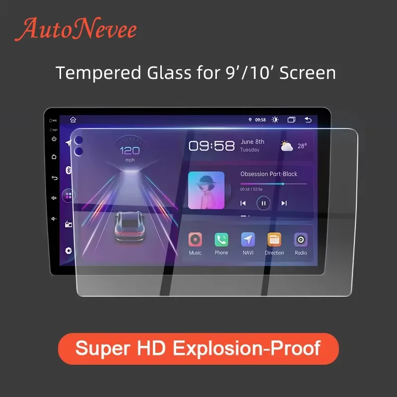 

Car Radio Tempered Glass Film 9 and 10.1 inch Waterproof Scratch Resistant Explosion Proof Screen Protector For Car Head