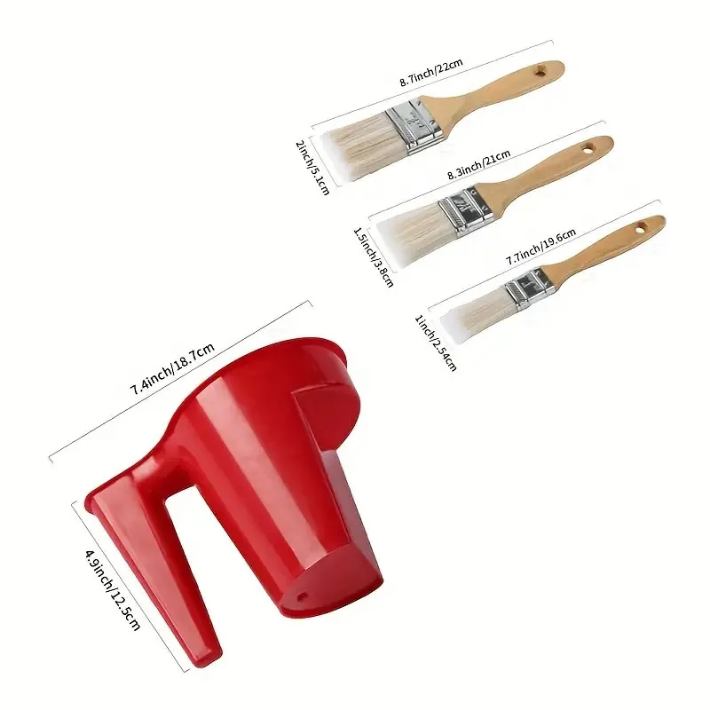 Set di tazze e pennelli con tre manici in legno