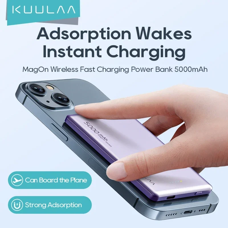 KUULAA Magnetic Battery Pack magnetic portable wireless charger 5,000mAh Power Bank