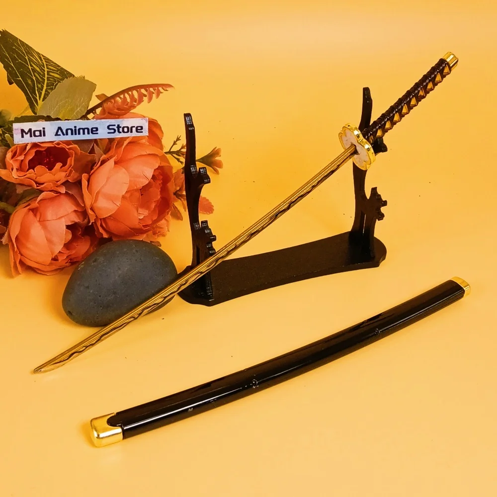 Espada de três peças roronoa zoro katana, 10 polegadas, lâmina de faca ninja, sabre samurai, anime, metal zoro, mini espada katana, brinquedo afiado, presente