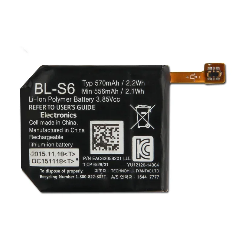 New Replacement Battery BL-S6 For LG Watch Urbane 2nd Edition LTE W200 W200A Rechargerable Batteries 570mAh With Free Tools