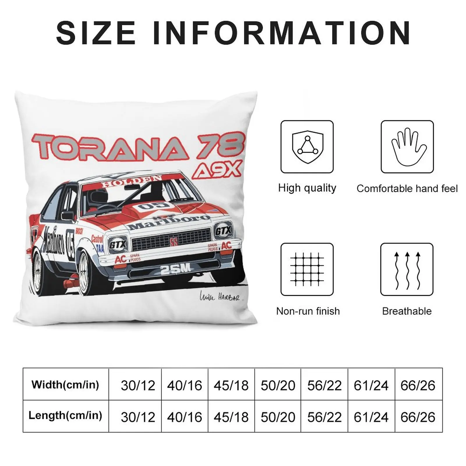 Holden A9X Torana, Peter Brock Design Throw Pillow Elastic Cover For Sofa Cushions Cover pillow