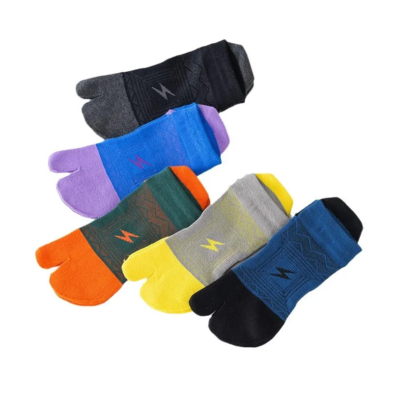 Bright Document Tabi-Chaussettes de sport en pur coton pour hommes et femmes, 2 chaussettes Parker courtes, optique, sabots d\'intérieur, Hallux