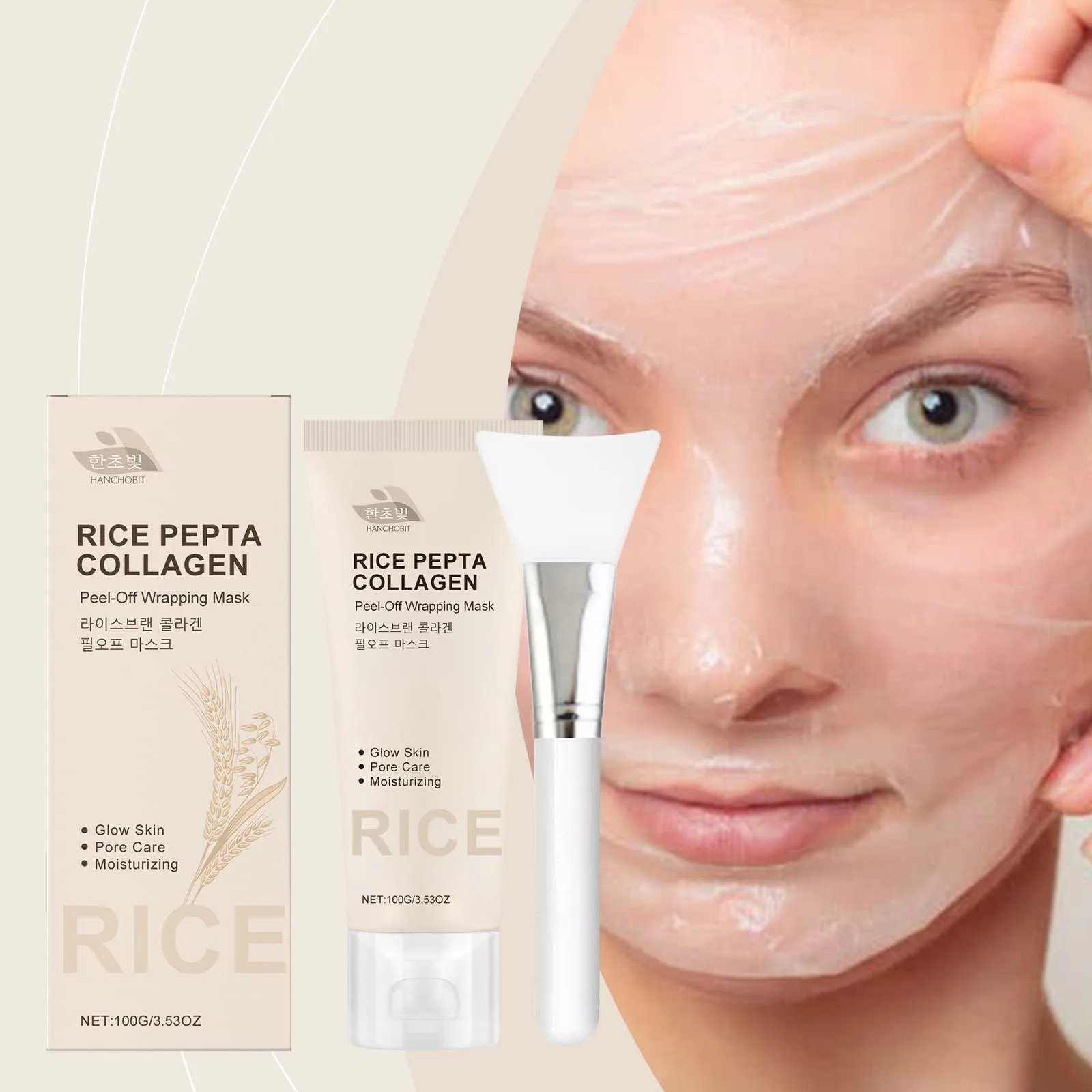 COLLAGEN Maschera avvolgente peel-off – Pelle luminosa, maschera viso al collagene coreano da 100 g per schiarimento e idratazione"
