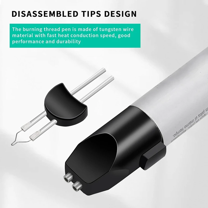 Caneta queimador de linha sem fio, ferramenta de queima de queimador de linha, com 5 pontas de substituição para acabamento de tecelagem de contas amarrando A-A68X