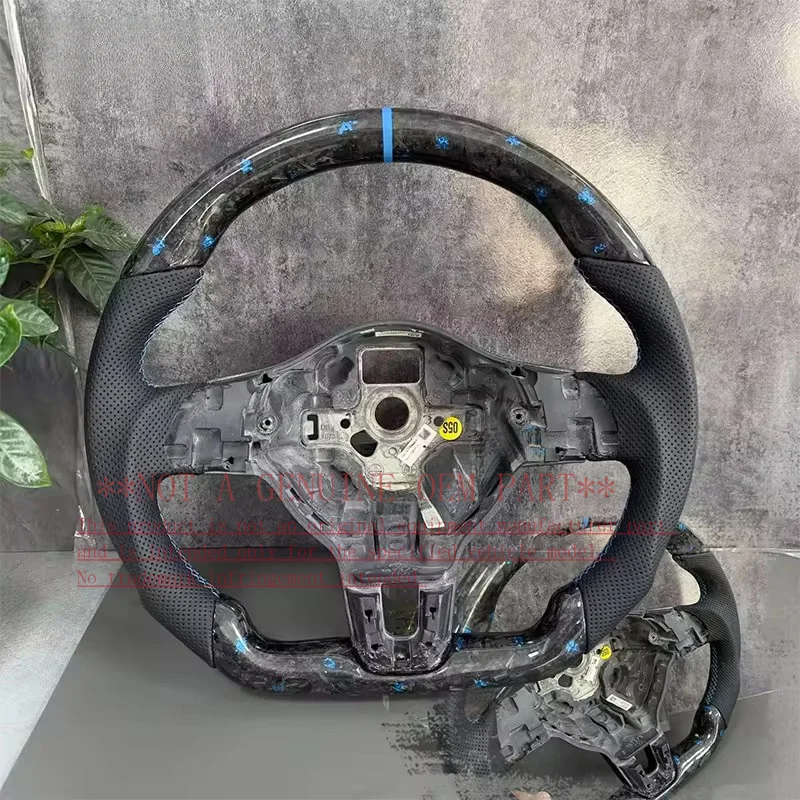 For Volkswagen Blue Forged Carbon Fiber Steering Wheel Horn Cover For Golf 6 MK6 GTI R Scirocco Polo