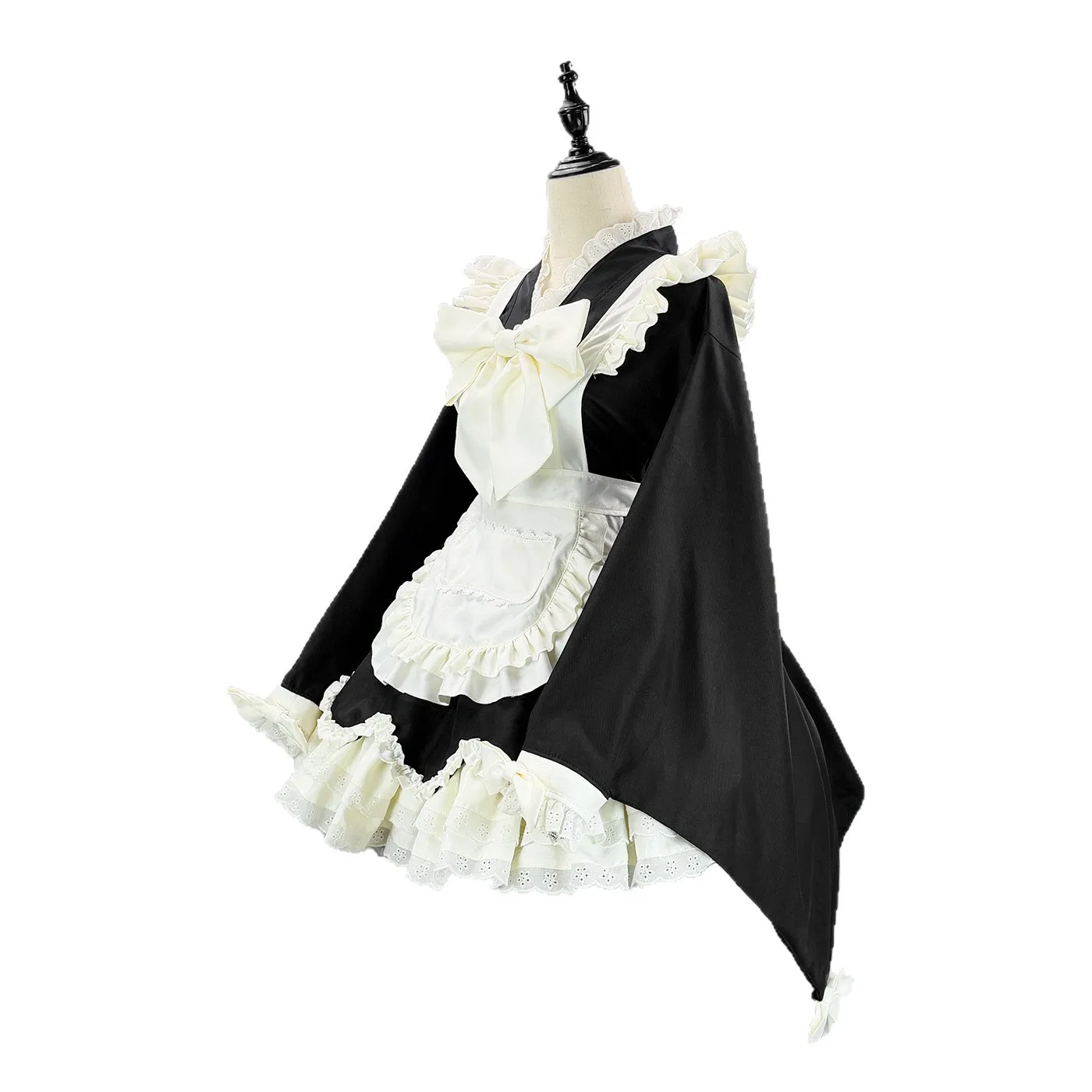 Nuevo Disfraz de Cosplay de Sirvienta, Kimono Gótico con Mangas de Encaje, Lazo y Volantes, Vestido Lolita para Fiestas Temáticas y Juegos de Rol para Mujeres Adultas