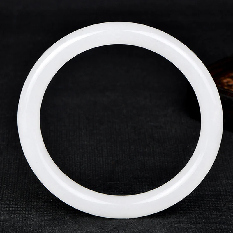 Natural Chinese White Jade Round Bracelet Jewellery Fashion Accessories Hand-Carved Women Men Fashion Accessories