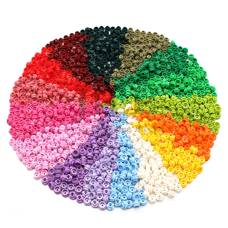 200pcs Moc Plate Round 1x1 with Flower Edge 5 Petals 24866 Plant Garden View Building Blocks Bricks Compatible Assembles Toys