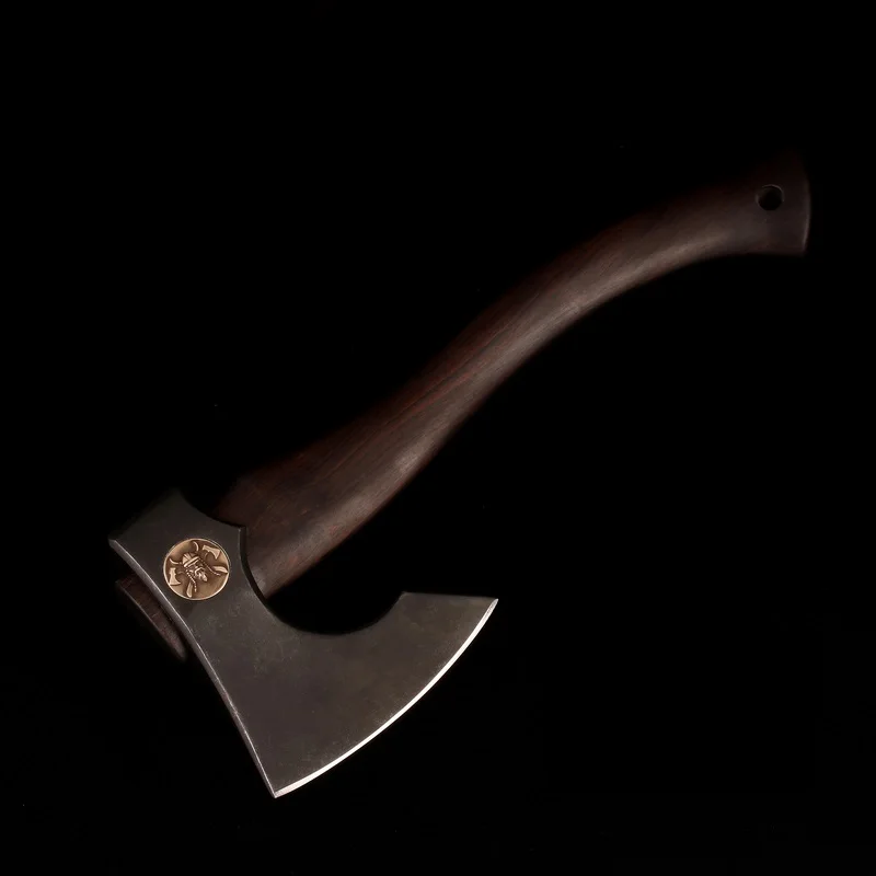 Hand Forged 450g Hatchet with Sheath Small Camping Axe Hatchet for Outdoors Ebony Wood Handle DC53 Steel