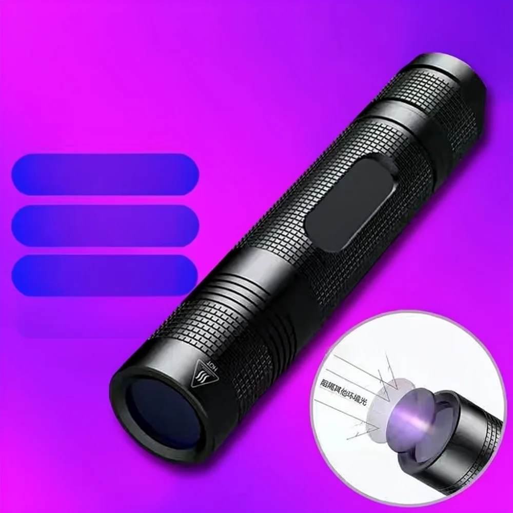 Powerful 365nm Ultraviolet Flashlight Professional Detector For Gemstone Identification Fluorescent Ink Inspection Skin Scan