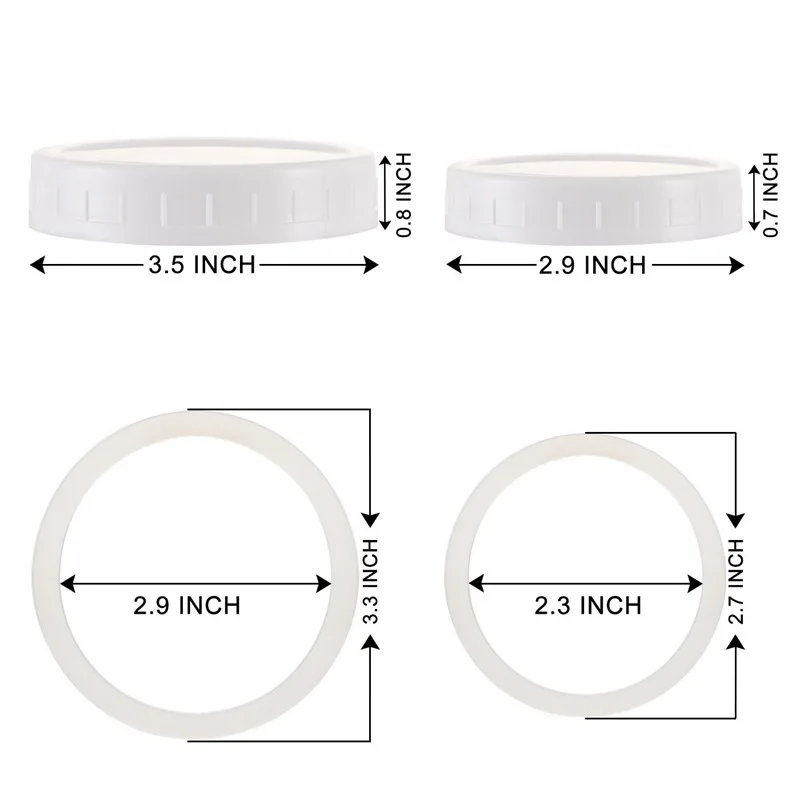 10Pcs Mason Jar Lids White Plastic Ribbed Cover Suitable for Regular Mouth Mason Storage Caps Replacements Caps Cover