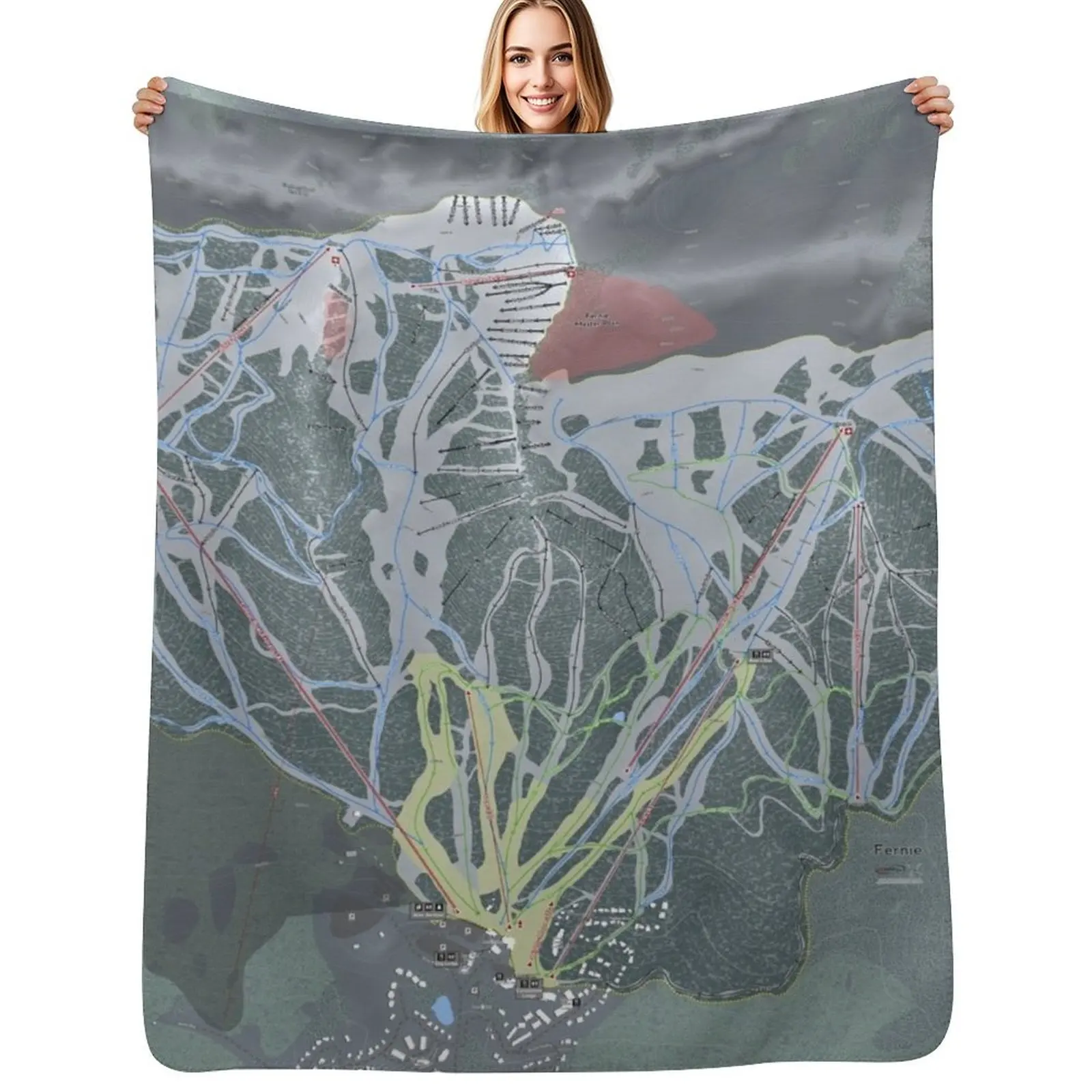 

Fernie Resort Trail Map Throw Blanket Bed Hair Quilt Retros Blankets