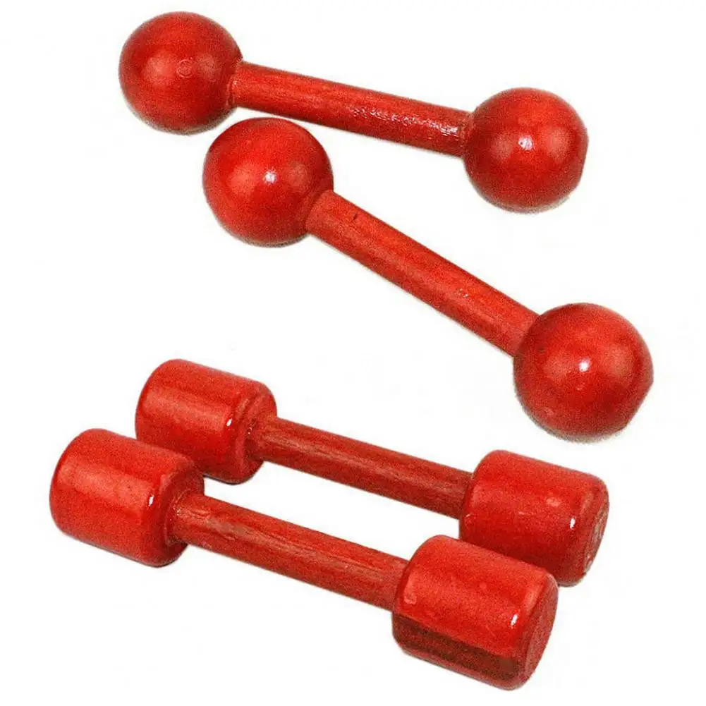 Wooden Kids Toddler Dumbbell No Burrs Round Square Head Children Fitness Dumbbell Kindergarten Exercise Training Wood Dumbbel