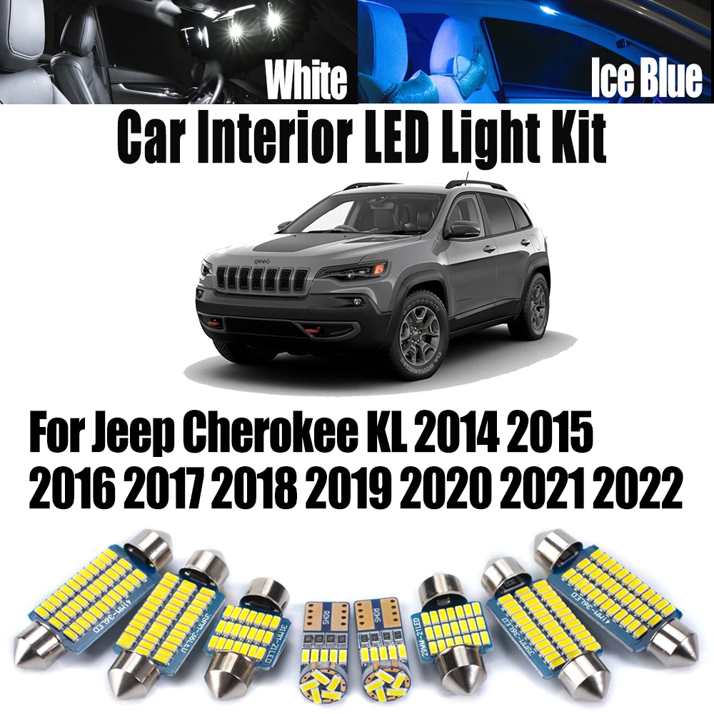 

16Pcs LED Interior Map Dome Ceiling Light For Jeep Cherokee KL 2014- 2018 2019 2020 2021 2022 Car Trunk Bulbs Kit Accessories