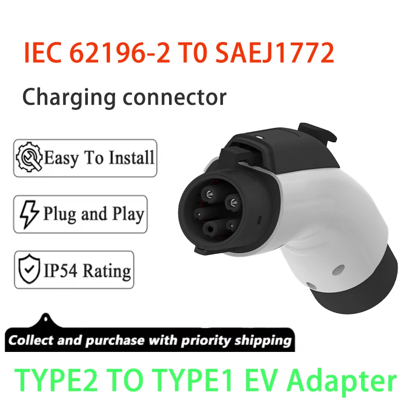 

Адаптер Type2 на SAE J1772, 16А/32А, 1 фаза, конвертер Type2 на Type1 для американских зарядных станций