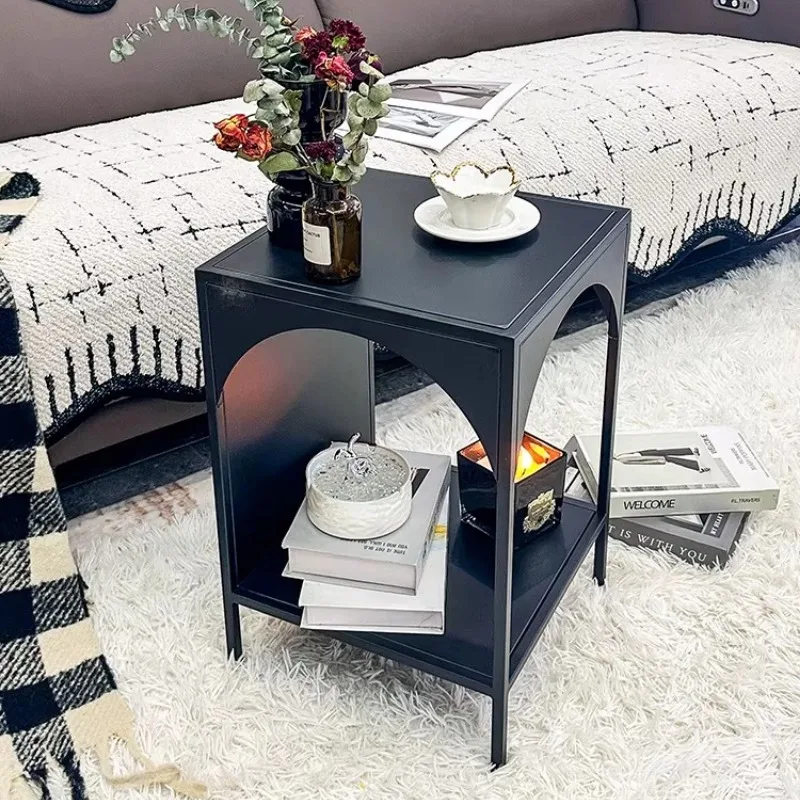 French Style Luxury Nightstand Vintage Iron Bedside Table Elegant Small Side Cabinet for Bedroom
